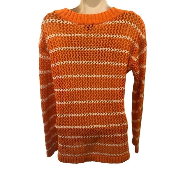 Talbots Petites Open Weave V-Neck Shaker Style Sweater SP Striped V Neck Cotton - Picture 5 of 8